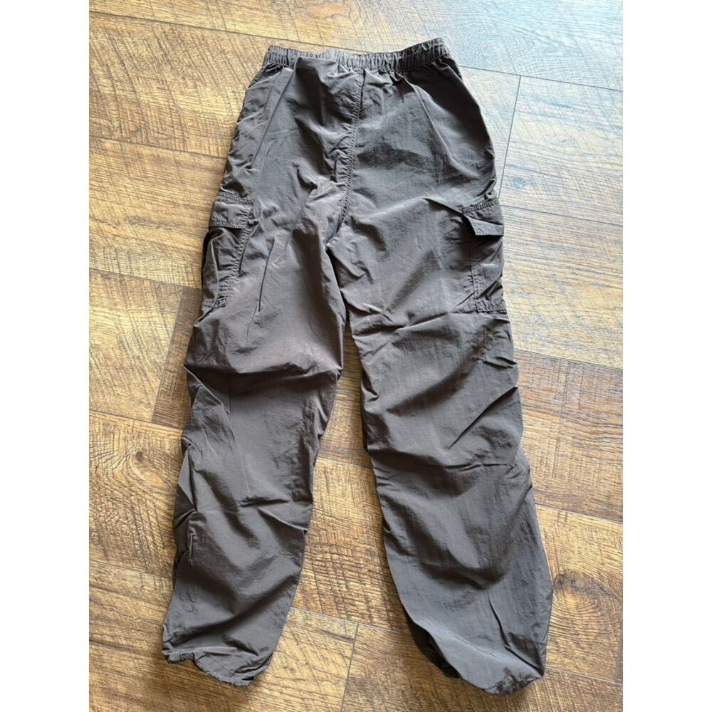 H&M Brown Parachute Cargo Pants Elastic Cuffs